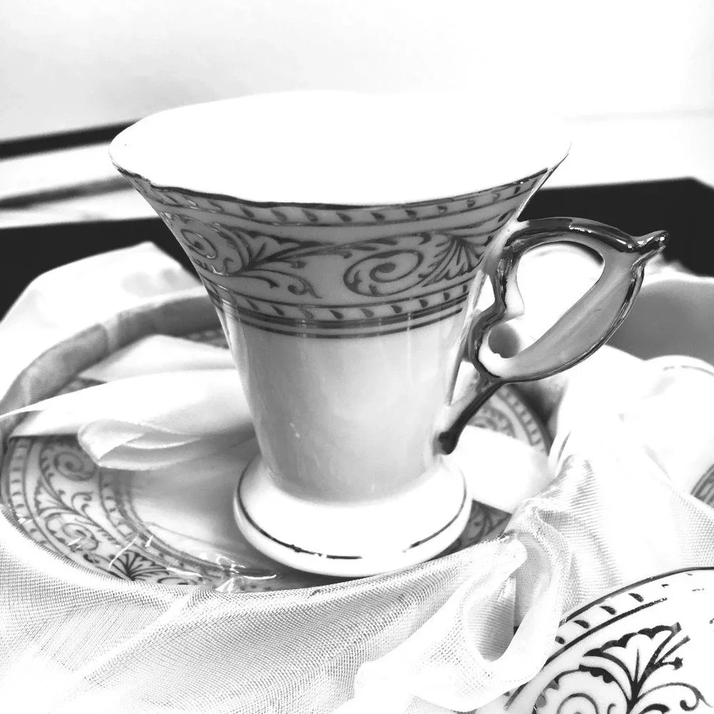 JOSEPH SEDGH Tea Espresso cups & Saucers Fine Porcelain Set 6 Tableware NWOT